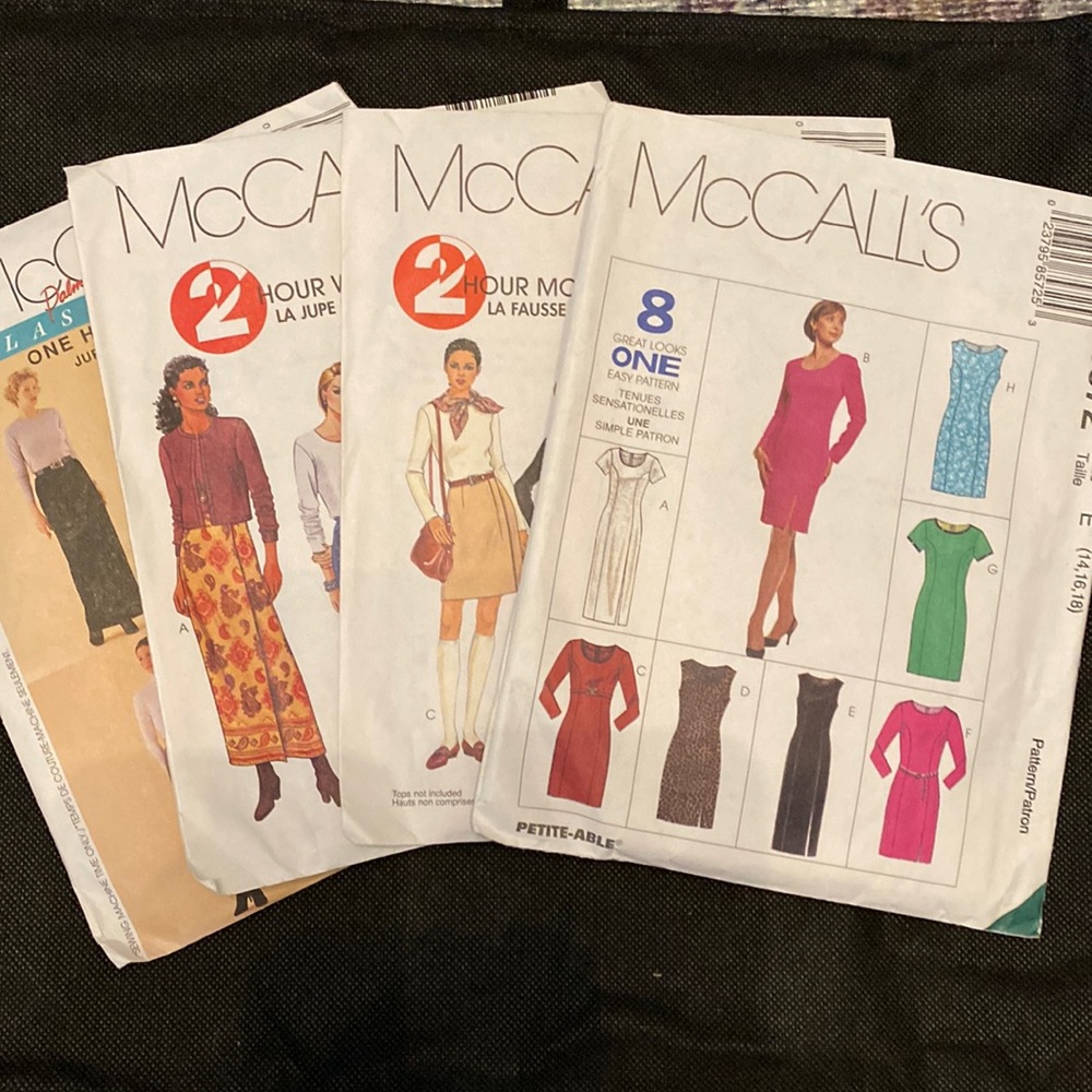 McCall’s Classic Fit Skirts, wraps & dress patterns- set of 4